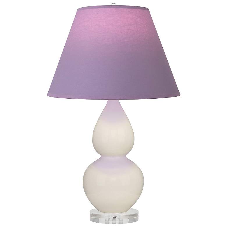 Image 1 Double Gourd 22"H Bone And Lucite Lamp w/ Lavender And Plum Shade