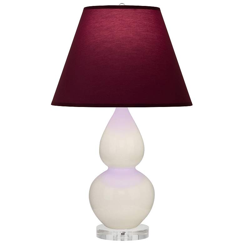 Image 1 Double Gourd 22"H Bone And Lucite Lamp w/ Plum And Lavender Shade