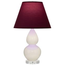 Double Gourd 22"H Bone And Lucite Lamp w/ Plum And Lavender Shade