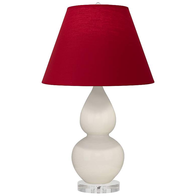 Image 1 Double Gourd 22"H Bone And Lucite Lamp w/ Rose Red And Ink Black Shade