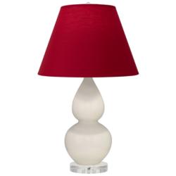 Double Gourd 22"H Bone And Lucite Lamp w/ Rose Red And Ink Black Shade