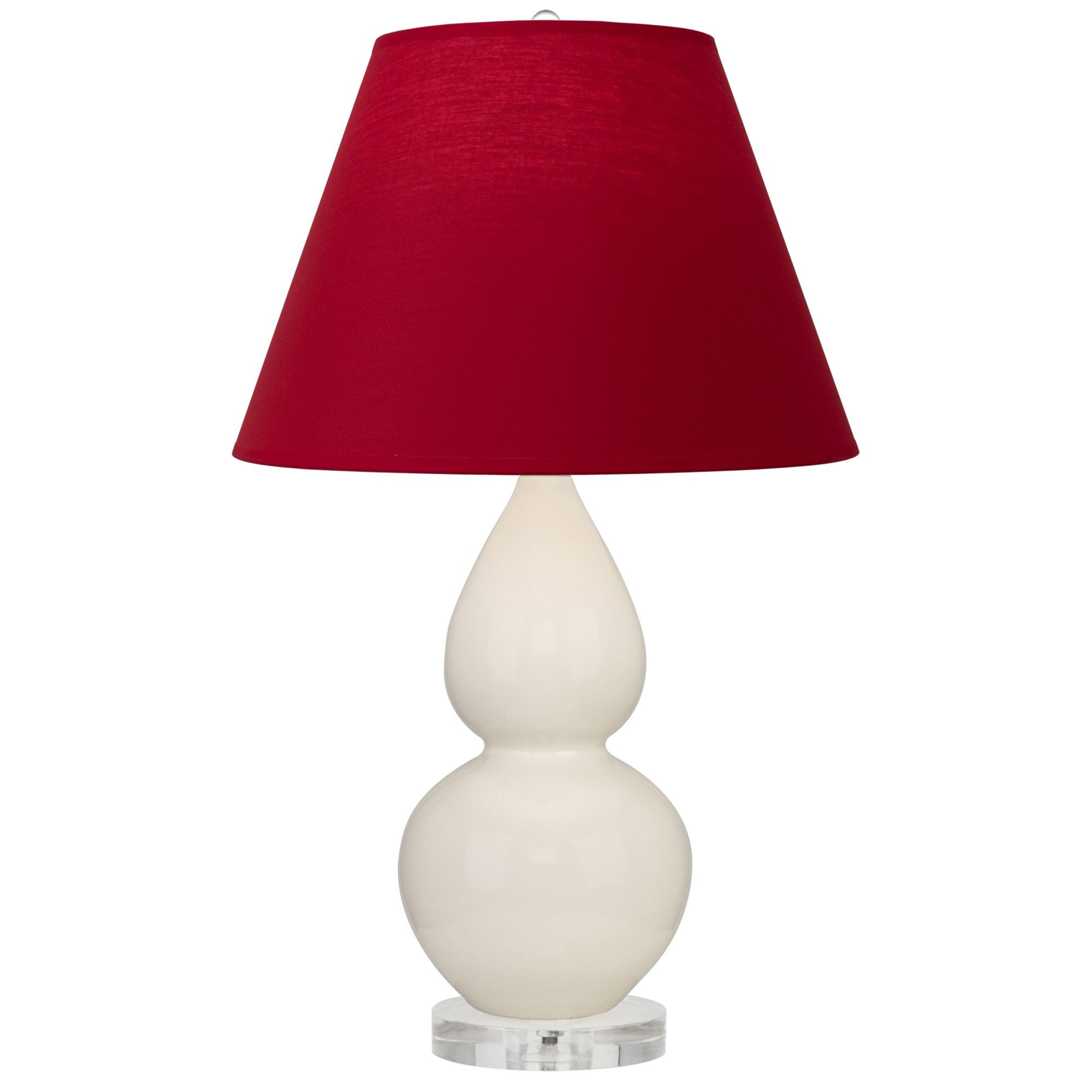 Image 2 Double Gourd 22"H Bone And Lucite Lamp w/ Rose Red And Ink Black Shade more views