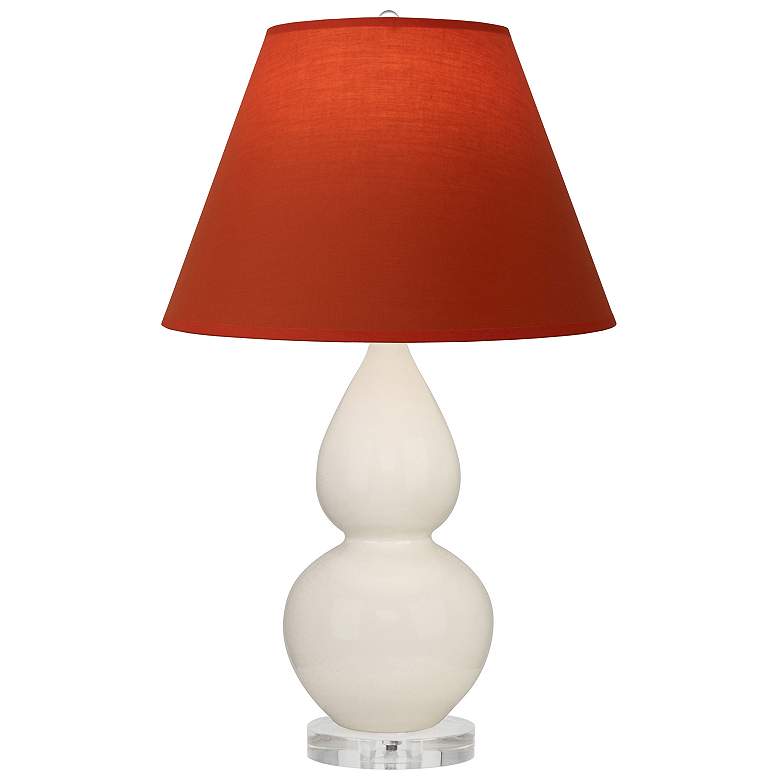 Image 1 Double Gourd 22"H Bone And Lucite Lamp w/ Tangerine And Taupe Shade
