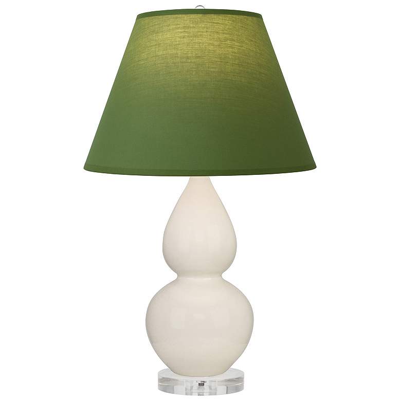 Image 1 Double Gourd 22"H Bone And Lucite Lamp w/ Tea Green And Taupe Shade