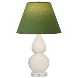 Double Gourd 22"H Bone And Lucite Lamp w/ Tea Green And Taupe Shade