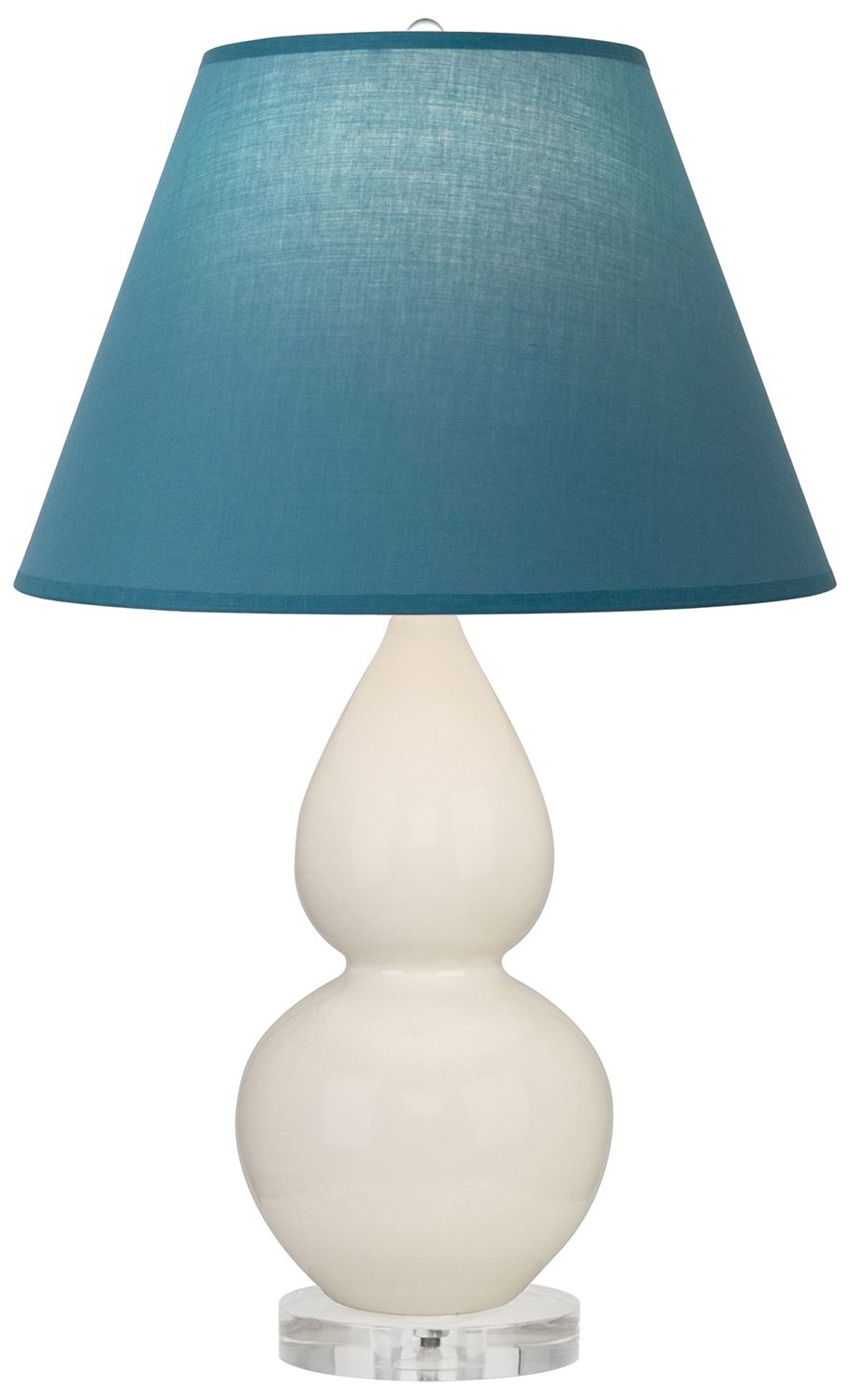 Double Gourd 22"H Bone & Lucite Lamp w/ Bright Blue & Gray Made to Order