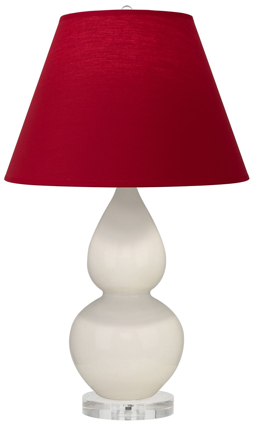 Double Gourd 22"H Bone & Lucite Lamp w/ Rose Red & Ink Black Made to Order