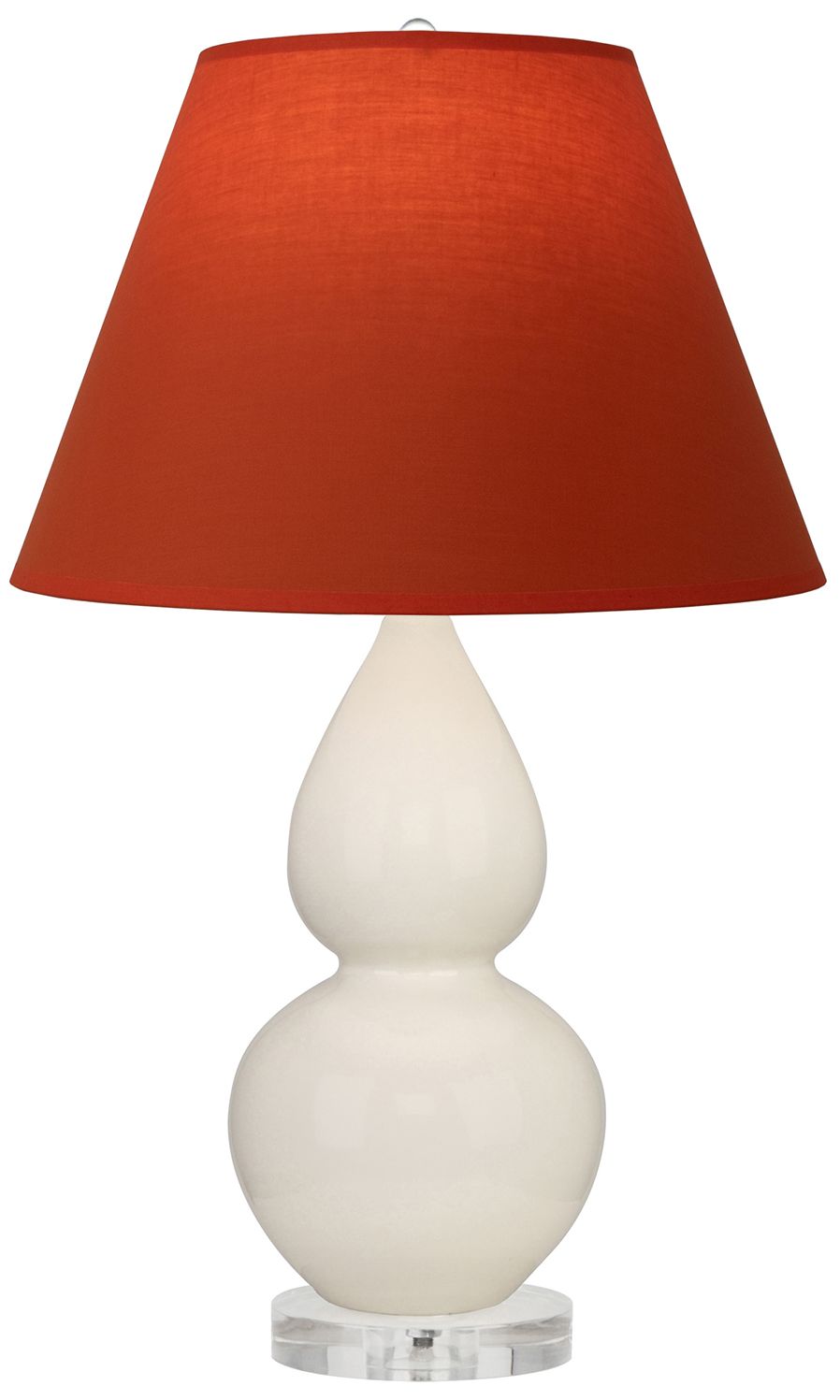 Double Gourd 22"H Bone & Lucite Lamp w/ Tangerine & Taupe Made to Order