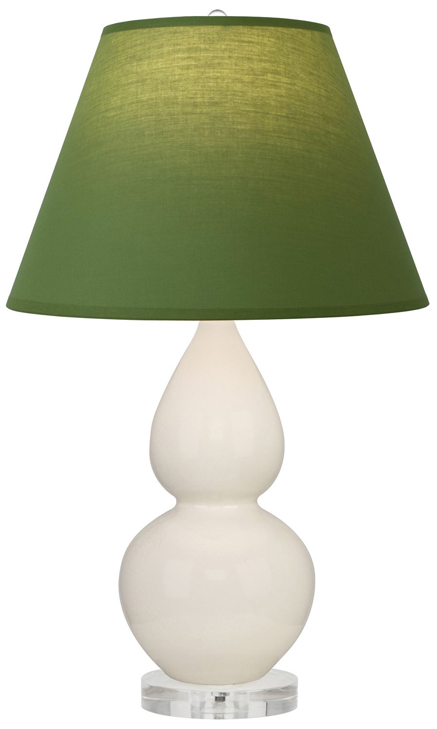 Double Gourd 22"H Bone & Lucite Lamp w/ Tea Green & Taupe Made to Order