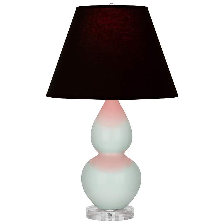 Image 1 Double Gourd 22"H Celadon And Lucite Accent Lamp w/ Ink And Rose Shade