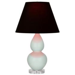 Double Gourd 22"H Celadon And Lucite Accent Lamp w/ Ink And Rose Shade