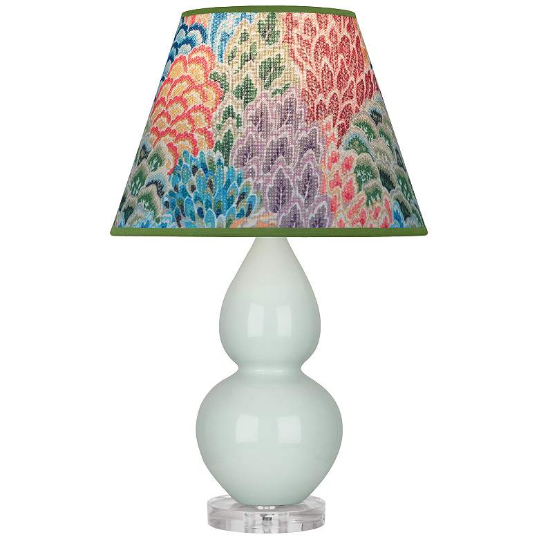Image 1 Double Gourd 22"H Celadon And Lucite Accent Lamp w/ Spring Shade