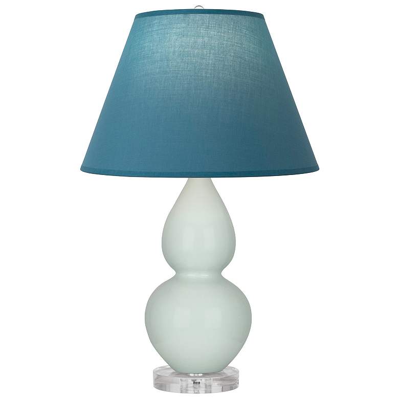 Image 1 Double Gourd 22"H Celadon And Lucite Lamp w/ Bright Blue And Gray Shade