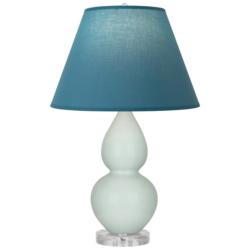 Double Gourd 22"H Celadon And Lucite Lamp w/ Bright Blue And Gray Shade