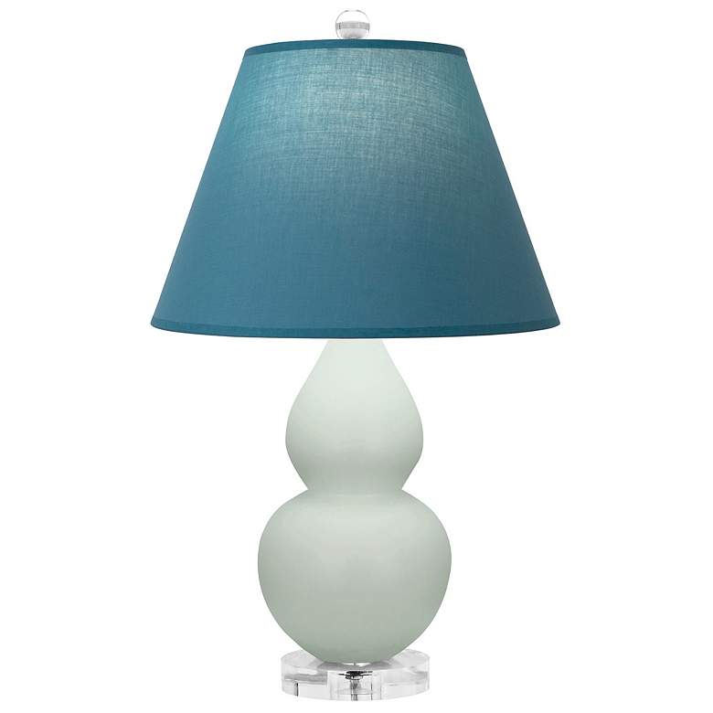 Image 1 Double Gourd 22"H Celadon And Lucite Lamp w/ Bright Blue And Gray Shade