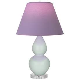 Image1 of Double Gourd 22"H Celadon And Lucite Lamp w/ Lavender And Plum Shade