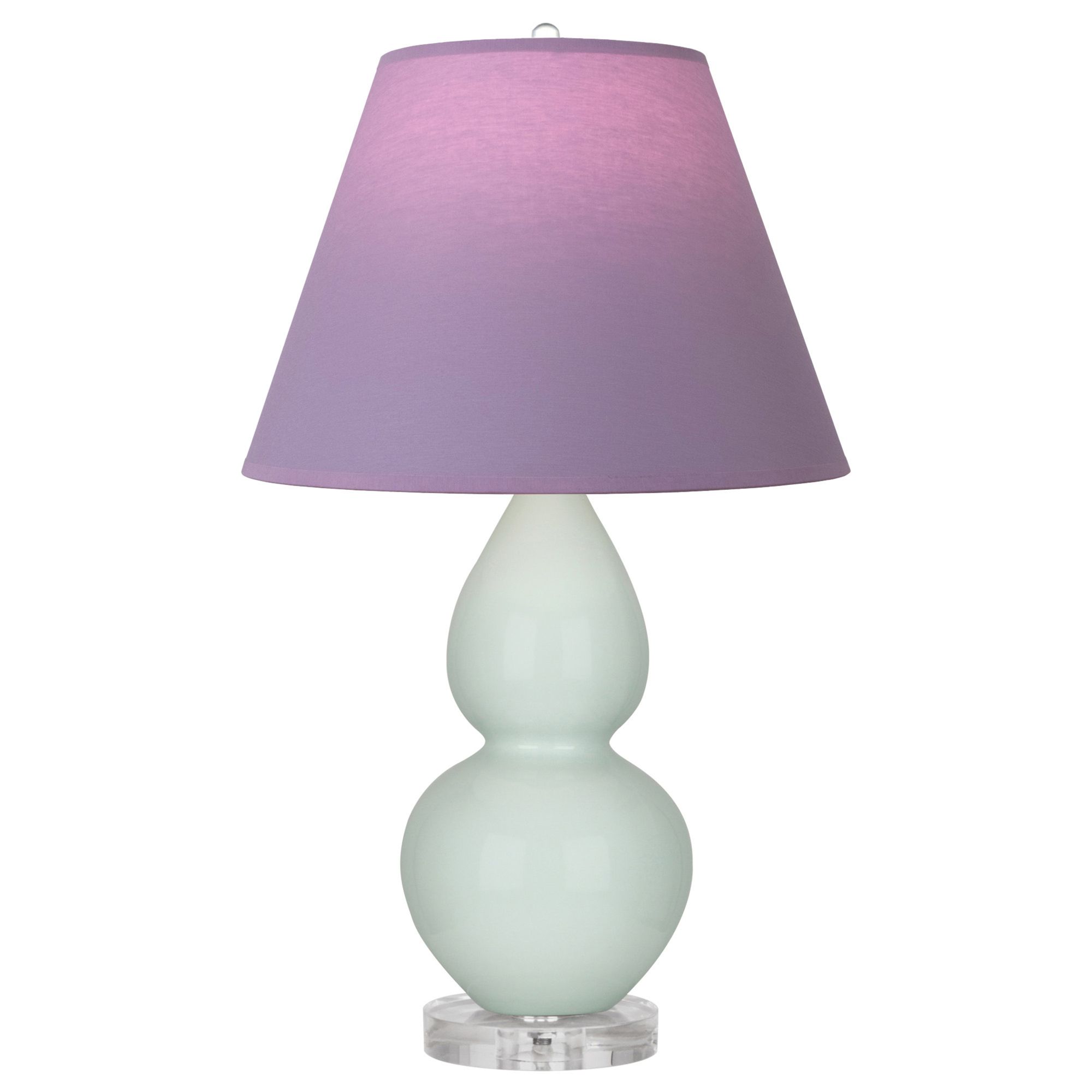 Image 2 Double Gourd 22"H Celadon And Lucite Lamp w/ Lavender And Plum Shade more views