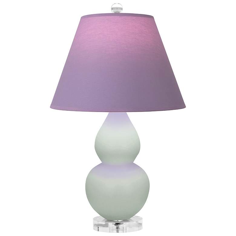 Image 1 Double Gourd 22"H Celadon And Lucite Lamp w/ Lavender And Plum Shade