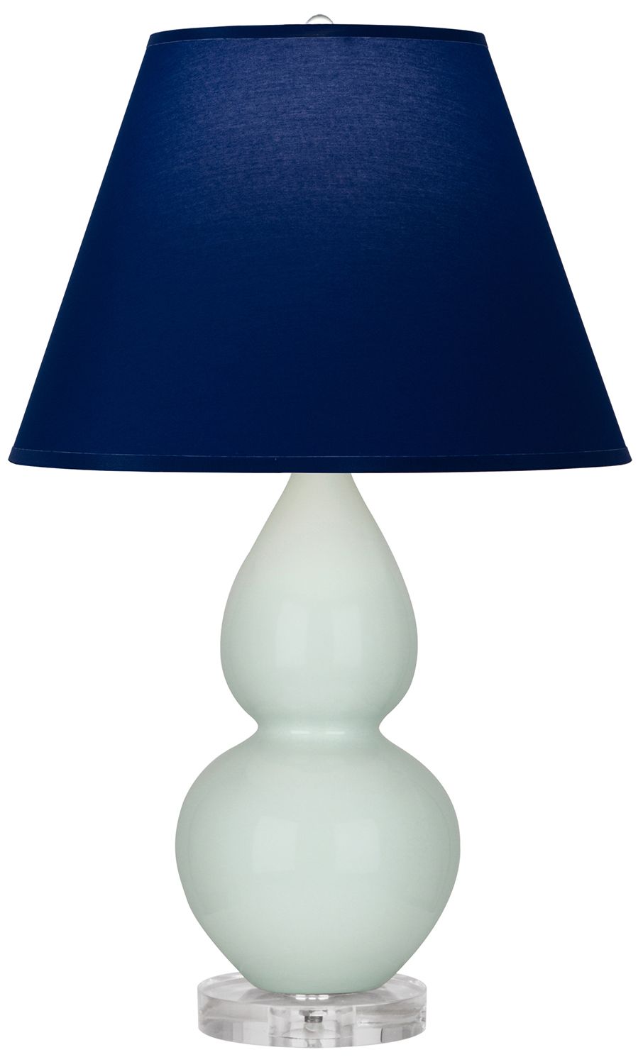 Double Gourd 22"H Celadon And Lucite Lamp w/ Navy And Gray Made to Order
