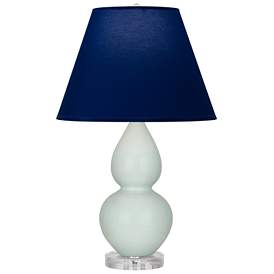 Image1 of Double Gourd 22"H Celadon And Lucite Lamp w/ Navy And Gray Shade