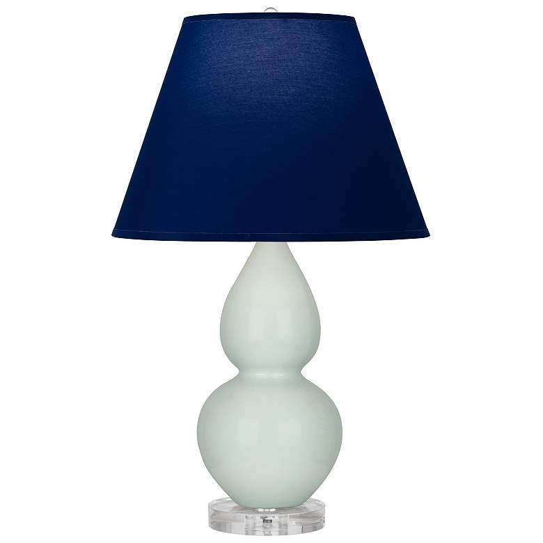 Image 1 Double Gourd 22"H Celadon And Lucite Lamp w/ Navy And Gray Shade