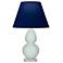 Double Gourd 22"H Celadon And Lucite Lamp w/ Navy And Gray Shade