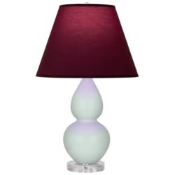 Double Gourd 22"H Celadon And Lucite Lamp w/ Plum And Lavender Shade