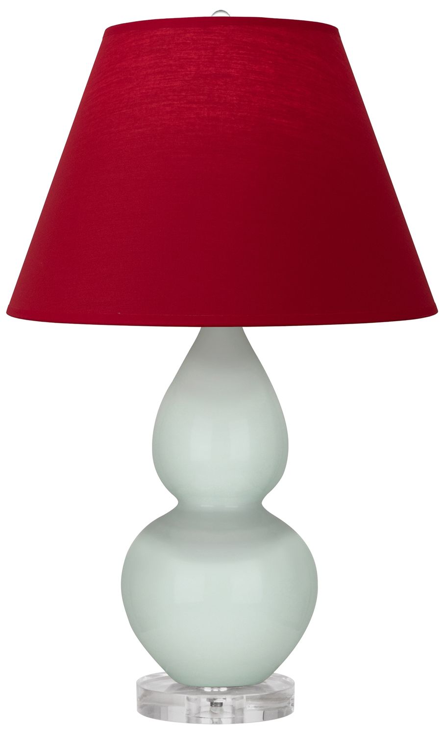 Double Gourd 22"H Celadon And Lucite Lamp w/ Rose And Ink Made to Order