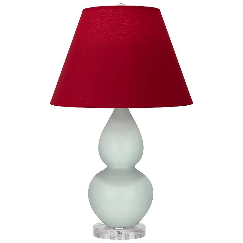 Image 1 Double Gourd 22"H Celadon And Lucite Lamp w/ Rose And Ink Shade
