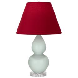 Double Gourd 22"H Celadon And Lucite Lamp w/ Rose And Ink Shade