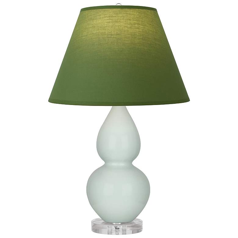 Image 1 Double Gourd 22"H Celadon And Lucite Lamp w/ Tea Green And Taupe Shade