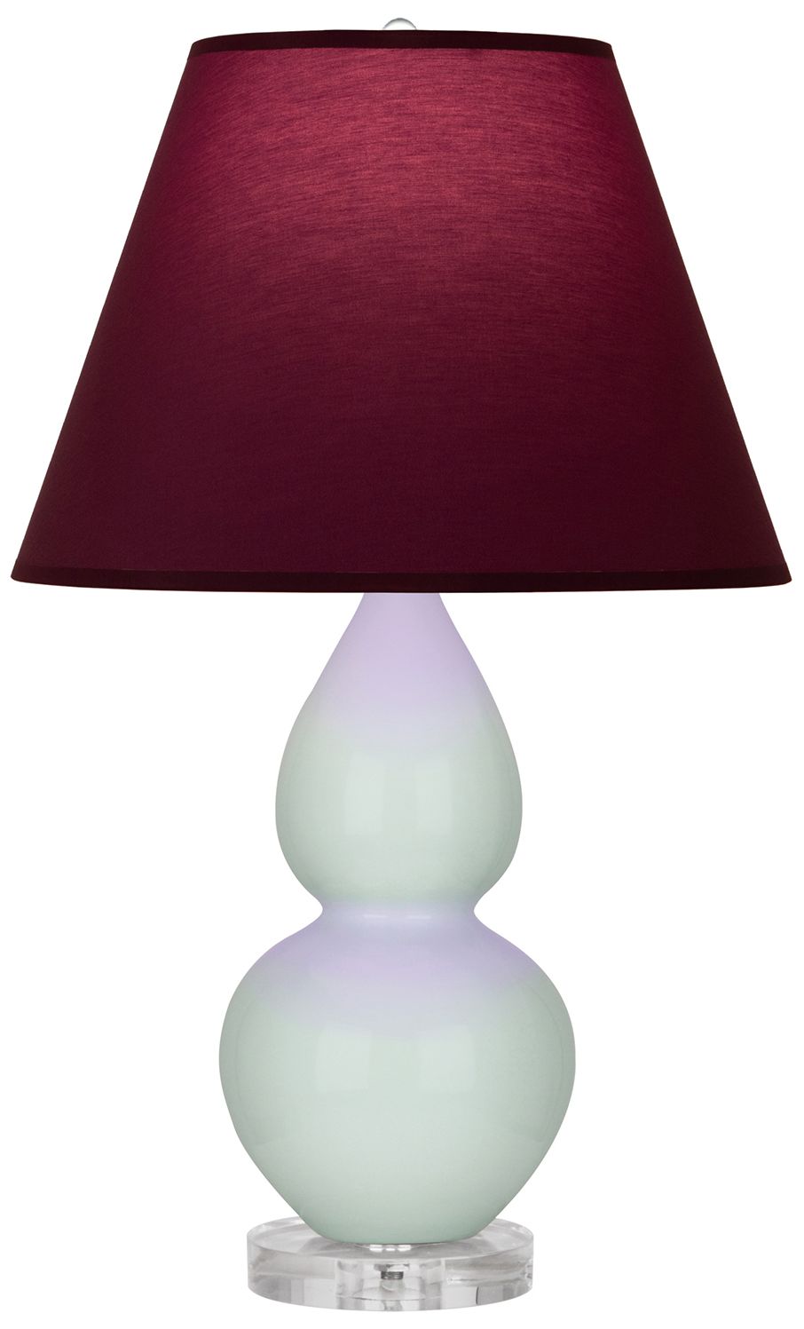 Double Gourd 22"H Celadon & Lucite Lamp w/ Plum & Lavender Made to Order