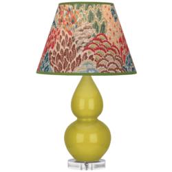 Double Gourd 22"H Citron And Lucite Accent Lamp w/ Fall Floral Shade