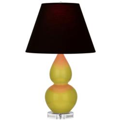 Double Gourd 22"H Citron And Lucite Accent Lamp w/ Ink And Rose Shade