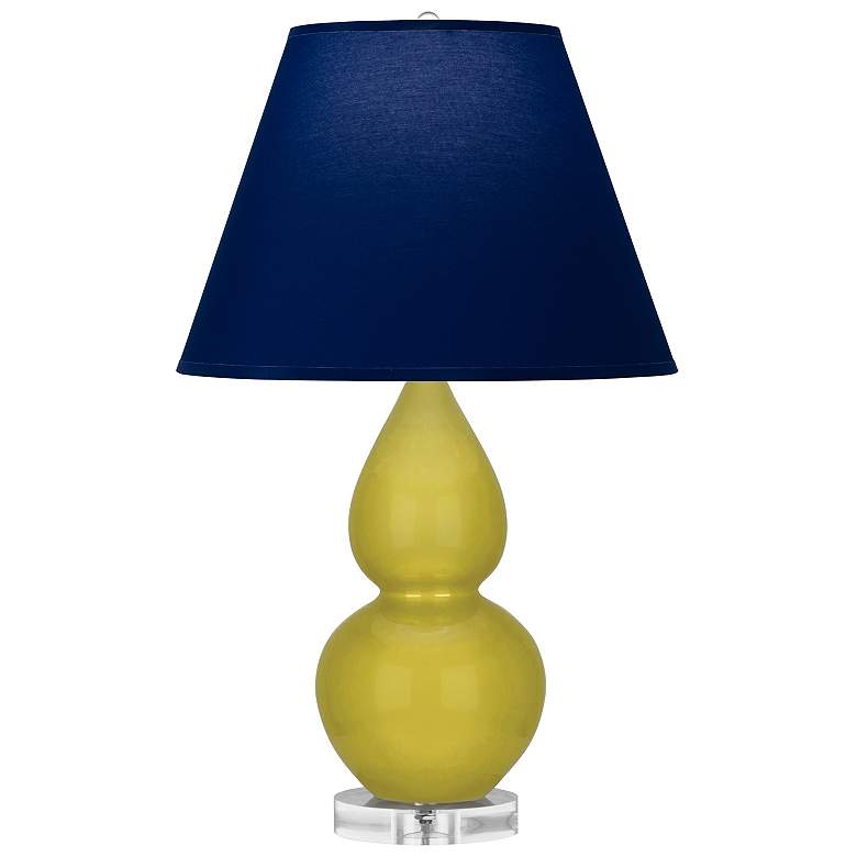 Image 1 Double Gourd 22"H Citron And Lucite Accent Lamp w/ Navy And Gray Shade