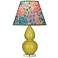 Double Gourd 22"H Citron And Lucite Accent Lamp w/ Spring Floral Shade
