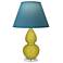 Double Gourd 22"H Citron And Lucite Lamp w/ Bright Blue And Gray Shade