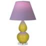 Double Gourd 22"H Citron And Lucite Lamp w/ Lavender And Plum Shade