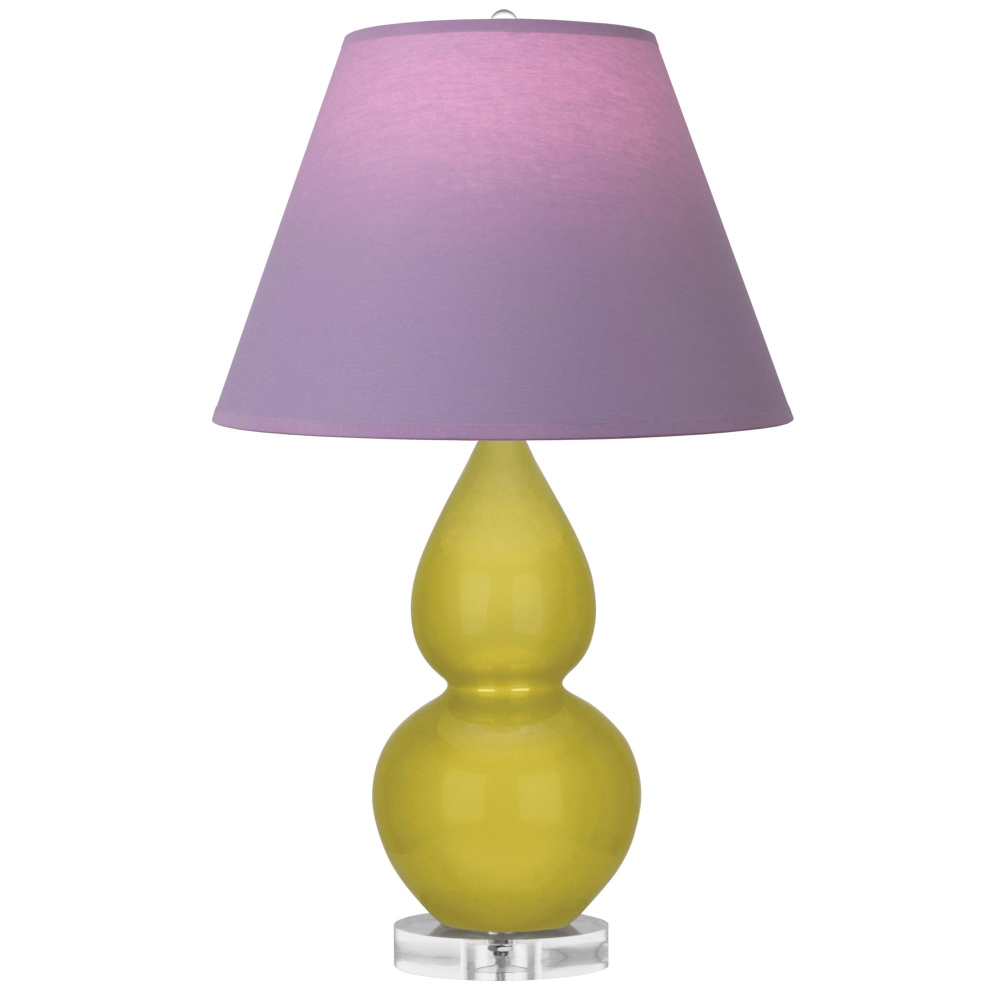 Image 2 Double Gourd 22"H Citron And Lucite Lamp w/ Lavender And Plum Shade more views