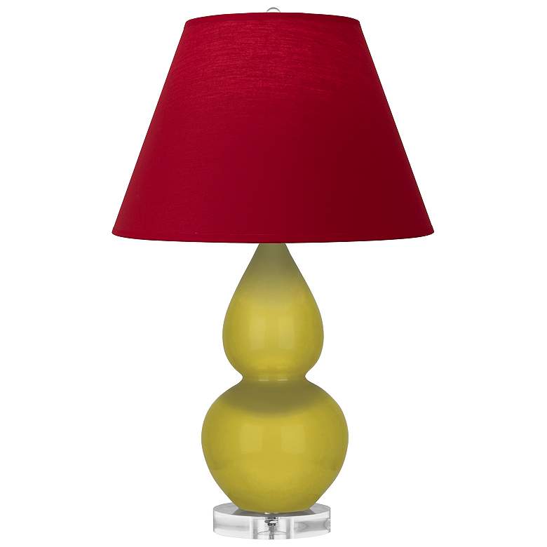 Image 1 Double Gourd 22"H Citron And Lucite Lamp w/ Rose And Ink Shade