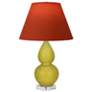 Double Gourd 22"H Citron And Lucite Lamp w/ Tangerine And Taupe Shade