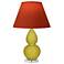 Double Gourd 22"H Citron And Lucite Lamp w/ Tangerine And Taupe Shade