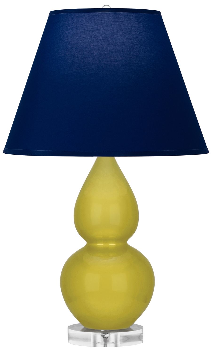 Double Gourd 22"H Citron & Lucite Accent Lamp w/ Navy & Gray Made to Order