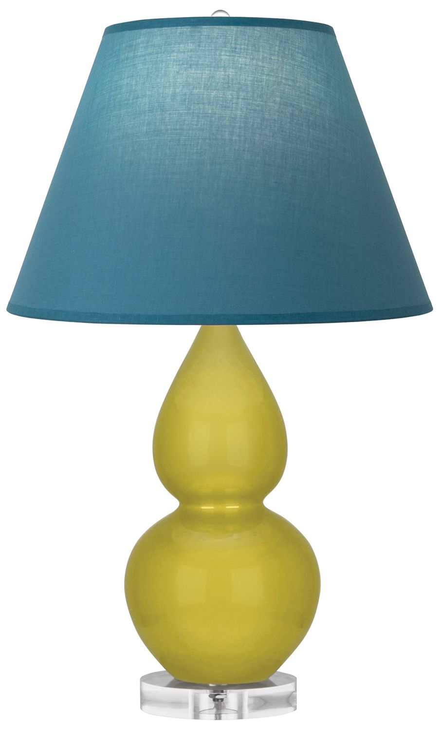 Double Gourd 22"H Citron & Lucite Lamp w/ Bright Blue & Gray Made to Order