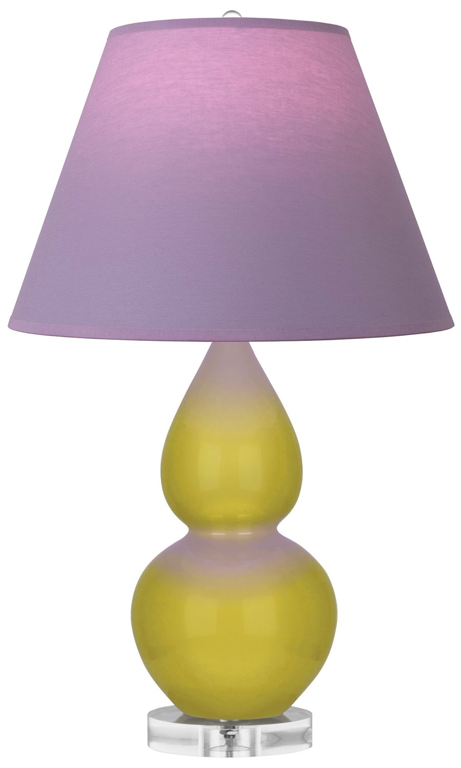 Double Gourd 22"H Citron & Lucite Lamp w/ Lavender & Plum Made to Order
