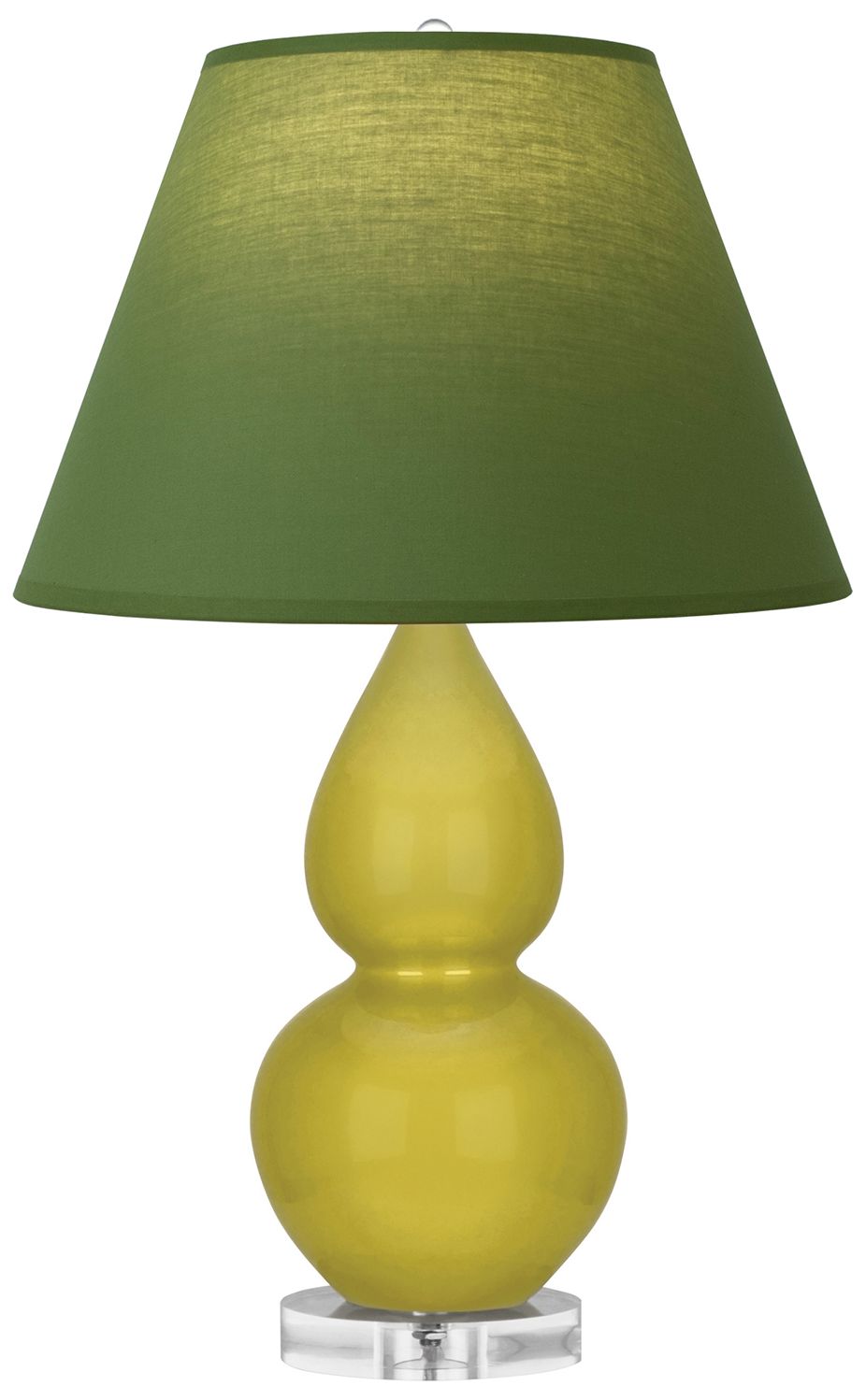 Double Gourd 22"H Citron & Lucite Lamp w/ Tea Green & Taupe Made to Order