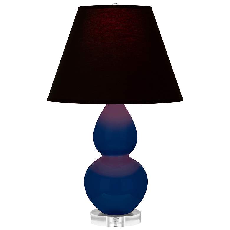 Image 1 Double Gourd 22"H Cobalt And Lucite Accent Lamp w/ Ink And Rose Shade