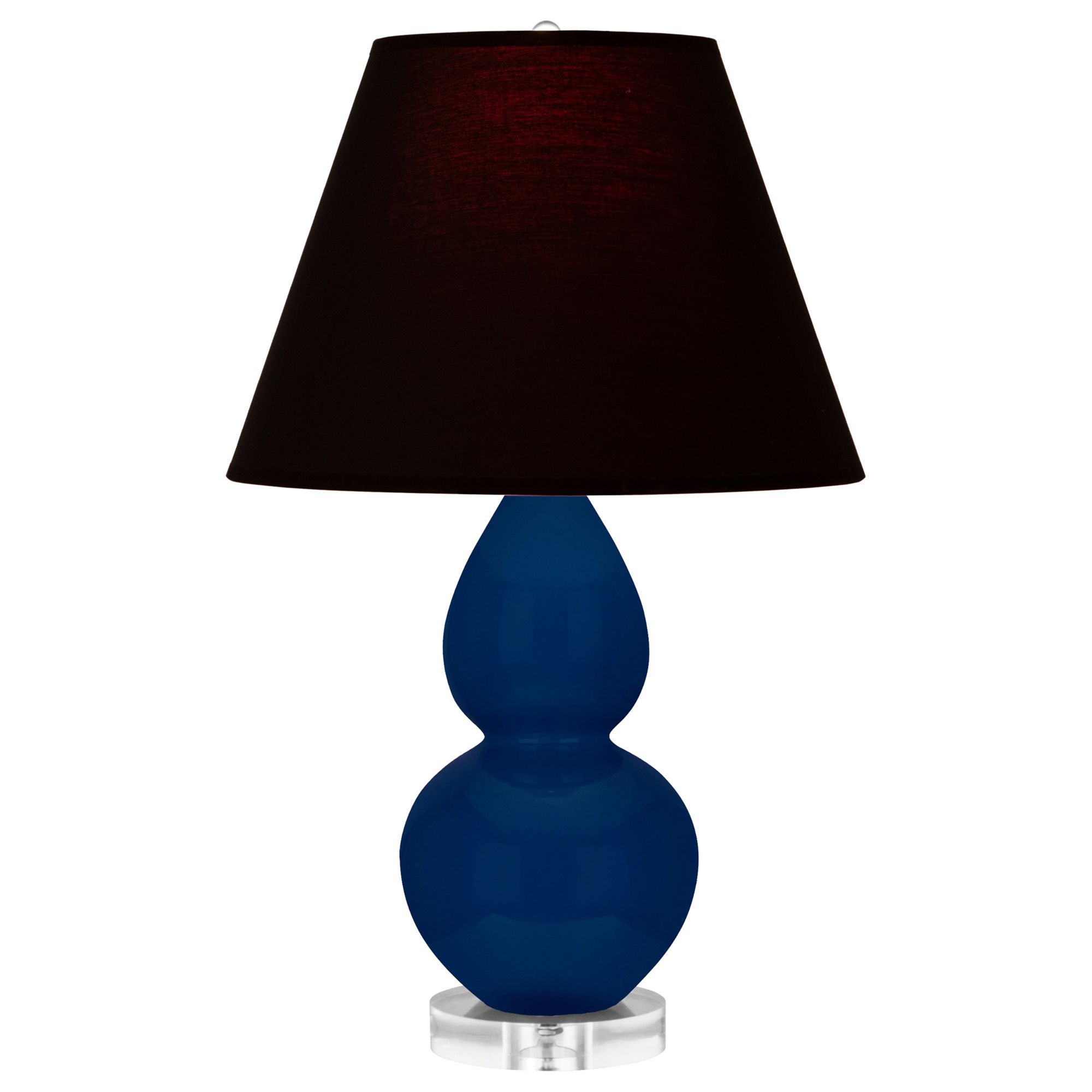 Image 2 Double Gourd 22"H Cobalt And Lucite Accent Lamp w/ Ink And Rose Shade more views
