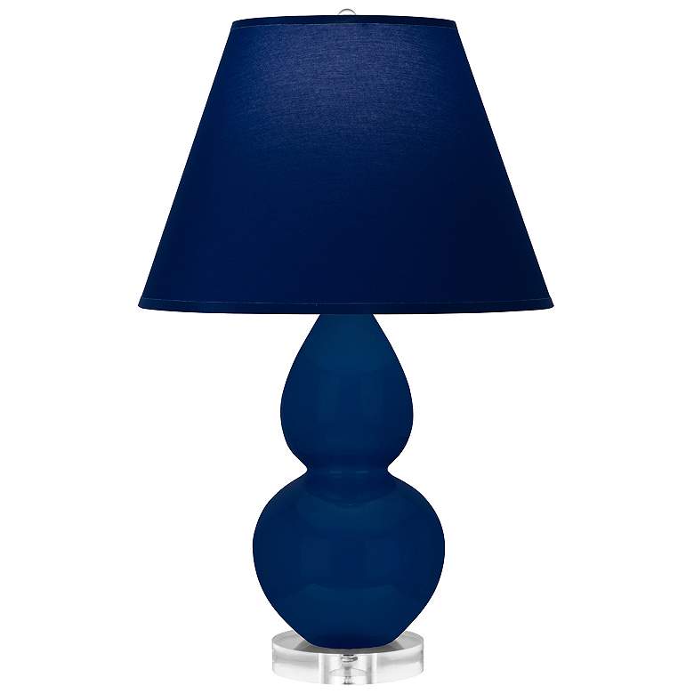 Image 1 Double Gourd 22"H Cobalt And Lucite Accent Lamp w/ Navy And Gray Shade