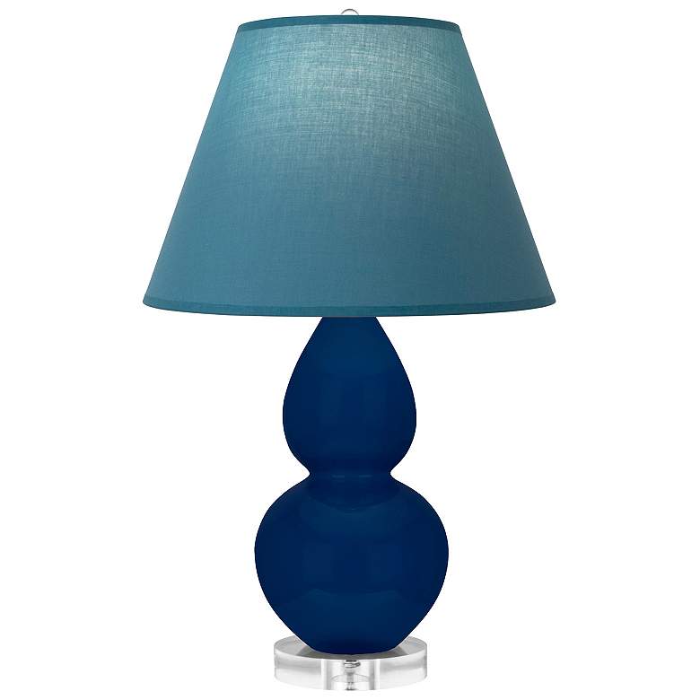 Image 1 Double Gourd 22"H Cobalt And Lucite Lamp w/ Bright Blue And Gray Shade